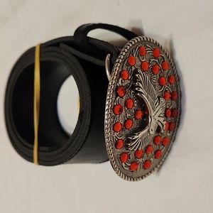 Faux leather notch belt